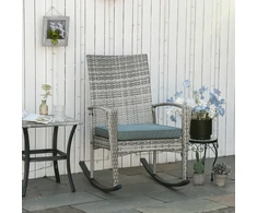 Outsunny supama kėdė, sodo krėslas su pagalvėle, poliratanas+metalas, pilka, 66 x 88 x 98 cm
