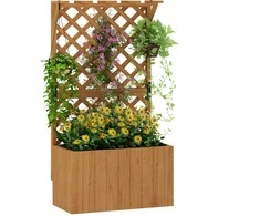 "Outsunny" pakelta lysvės sodinukų dėžutė su grotelėmis stogas grotelės sodinukų gėlių dėžutė mediena, sodo grotelės 64 x 33 x 122 cm sodo balkonas terasa, vazonas vijokliniams augalams krepšelis augalai, gėlės