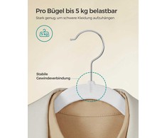 Songmics Velveto pakabos 50 vnt., taupančios vietą, baltos spalvos