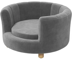 PawHut šunų sofa, plaunamas užvalkalas, guolis su atlošu ir medinėmis kojelėmis, kačių sofa, mažiems šunims iki 4,5kg, pilka