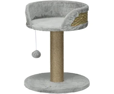 PawHut mažas draskyklė, 49 cm kačių draskyklė, kačių medis su žaisliniu kamuoliuku, gulėjimo vieta, laipynė katėms iki 4kg, baldai katėms, džiutas, pilka