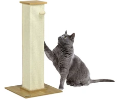 PawHut draskyklė, 80 cm aukščio draskymo stulpas su žaidimų kamuoliuku, sizalio virvės draskymo stulpelis, draskymo lenta, ąžuolo ir kreminės baltos spalvos, katėms