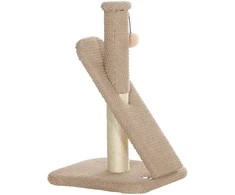 PawHut draskyklė, 54 cm draskymo stulpas, sizalio kačių draskyklė su žaisliniu kamuoliuku, draskyklė katėms, baldai katėms, vidaus naudojimui, kreminė balta