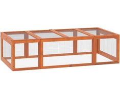 PawHut mažų gyvūnų narvelis 180 x 90 x 48 cm su aptvaru, daugiafunkcis, eglės mediena, oranžinis
