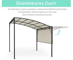 "Outsunny" pavėsinė 3x2,5 m plieninė vandens nepraleidžianti apsauga nuo saulės su reguliuojamu stogu sieninė sodo pavėsinė laisvai pastatoma terasos danga, skirta sodo balkonui kreminė balta