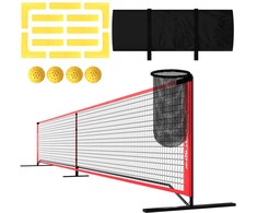 SPORTNOW piklolo tinklo nešiojamasis rinkinys 6,7 m piklolo sistema su tinklu, aikštelės žymėjimo rinkiniu, kamuoliukų rinktuvu, keturiais kamuoliukais ir krepšiu, skirta lauko aikštelei, važiuojamajai daliai