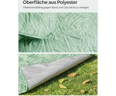 Songmics Pikniko antklodė 300 x 200 cm skalbiama mašinoje ir sulankstoma žalia