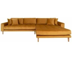 House Poilsio sofa, Lido, garstyčių geltona, natūralios medžio kojos