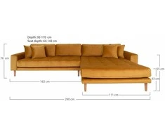 House Poilsio sofa, Lido, garstyčių geltona, natūralios medžio kojos
