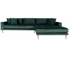 House Poilsio sofa, Lido, Tamsiai žalia, Natūralios medinės kojos