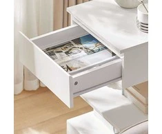 SoBuy naktinis staliukas su 1 stalčiumi, naktinis staliukas baltas FBT49-W