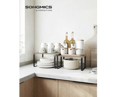 Songmics Virtuvės lentynų rinkinys, 19.5x29.7x15.5 cm ir 18.5x29.7x13.6 cm, juodas