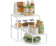 Songmics Prieskonių lentyna, 3 dalių komplektas baltos spalvos