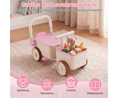 Promotions 3 viename vaikų stumdomas automobilis su virve ir daiktadėže 67,3x28x34,8 cm rožinis