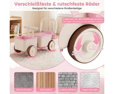 Promotions 3 viename vaikų stumdomas automobilis su virve ir daiktadėže 67,3x28x34,8 cm rožinis