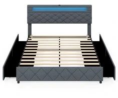 Promotions Aptrauktas lova 207,5x165x101-114,5 cm pilka, su sandėliavimo vieta