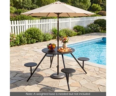 Promotions Apvalus pikniko stalas 4 asmenims 167,6x73,7 cm juodas