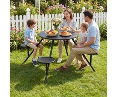 Promotions Apvalus pikniko stalas 4 asmenims 167,6x73,7 cm juodas