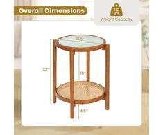 Promotions Apvalus šoninis staliukas 2 aukštų 47x47x58,5 cm natūralus/riešutas
