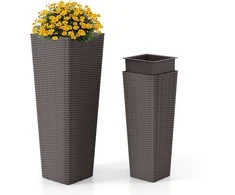 Promotions Vazonai, 2 vnt., 30x30x82 cm ir 23x23x60 cm, Rudi