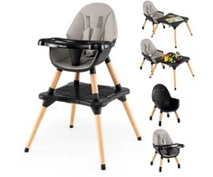Promotions Aukšta kėdutė, 6-in-1 konvertuojamas stalo ir kėdės komplektas, juoda