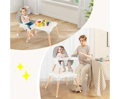 Promotions Vaikiška aukšta kėdutė, medinė konvertuojama, 62,5x62,5x100 cm, pilka