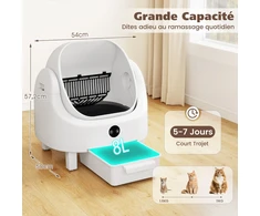 Promotions Automatinė savarankiškai valanti kačių kraiko dėžė 54x50x57,2 cm balta su programėlės valdymu