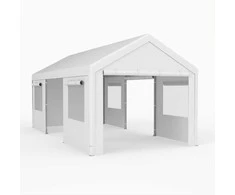 Promotions Automobilių stoginė 586x307,5x280 cm Balta, Metalas, Sandėliavimas