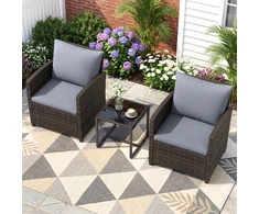 Promotions Balkono baldų komplektas 3 dalių 64x62x76 cm rudas lauko sėdėjimas rotangas