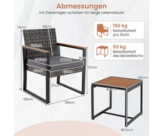 Promotions Balkono baldų komplektas 3 dalių 2 kėdės šoninis staliukas 6 cm pagalvėlės pilka