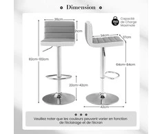 Promotions Baro kėdės, 37x42x80-100 cm, Pilka