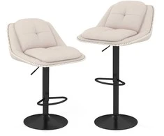 Promotions Baro kėdžių komplektas, 2 vnt., 55x55x92-112 cm, balta, reguliuojamos, aptrauktos audiniu