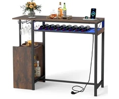 Promotions Baro skaitiklis reguliuojamas LED baro skaitiklis su įkrovimo stotele 110x40x92 cm juodas metalas