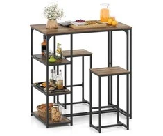 Promotions Baro stalo komplektas, 3 dalių baro aukščio valgomojo stalas su 2 taburetėmis, 111,8x61x111,8 cm, ruda