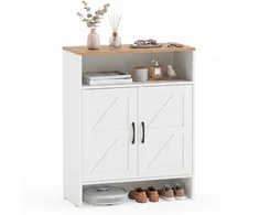 Promotions Batų laikymo spintelė su atvira lentyna 70x35x95 cm balta/natūrali ruda