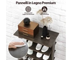 Promotions Batų lentyna, 7 pakopų vertikali, masyvi mediena, pilka