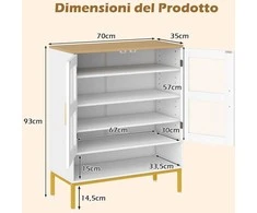 Promotions Batų spintelė, 70x35x93 cm, balta, reguliuojamos lentynos, mediena, metalas