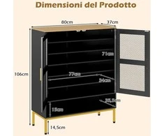 Promotions Batų spintelė, 80x37x106 cm, juoda, reguliuojamos lentynos