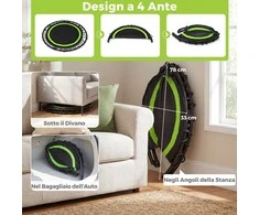 Promotions Batutas, sulankstomas su reguliuojama rankena ir pasipriešinimo juostomis, 101x101x107.5-130.5 cm, žalias