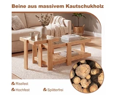 Promotions Dėliojami kavos stalai 2 vnt. 90,2x40,6x40,6 cm ir 48,3x45,7x50,8 cm natūralūs