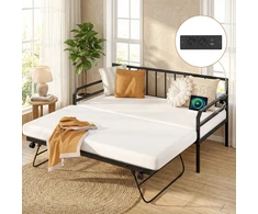 Promotions Dieninė lova 205x90x96,5 cm juodas metalas su daiktadėže
