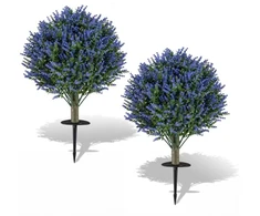 Promotions Dirbtinių topiarinių rutulinių medžių rinkinys 34,3x61 cm Violetinė Žalia PE medžiaga