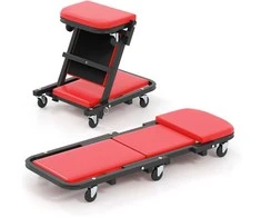 Promotions Dirbtuvių riedantis stalas, 2-in-1 riedantis stalas su paminkštinta sėdyne, raudonas