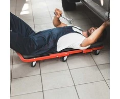 Promotions Dirbtuvių vežimėlis, 2-in-1 riedantis staliukas su 6 ratukais ir paminkštinta sėdyne, juodas