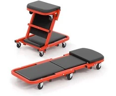 Promotions Dirbtuvių vežimėlis, 2-in-1 riedantis staliukas su 6 ratukais ir paminkštinta sėdyne, juodas