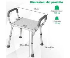 Promotions Dušo kėdė, 59x43x54-67 cm, pilka, reguliuojamas aukštis