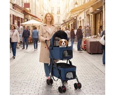 Promotions Dviejų vietų sulankstomas 3-in-1 augintinio vežimėlis su 2 nuimamais krepšiais 83x46x115 cm mėlynas