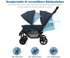 Promotions Dviejų vietų vežimėlis, sulankstomas, pilkas