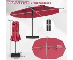 Promotions Dvigubas skėtis su stoveliu 470x285x261 cm tamsiai mėlynas