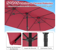 Promotions Dvigubas skėtis su stoveliu 470x285x261 cm tamsiai mėlynas